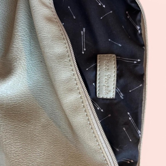 Free People Vegan Leather Large Zip Clutch Bag - -Soft, Gray Taupe - Picture 3 of 8